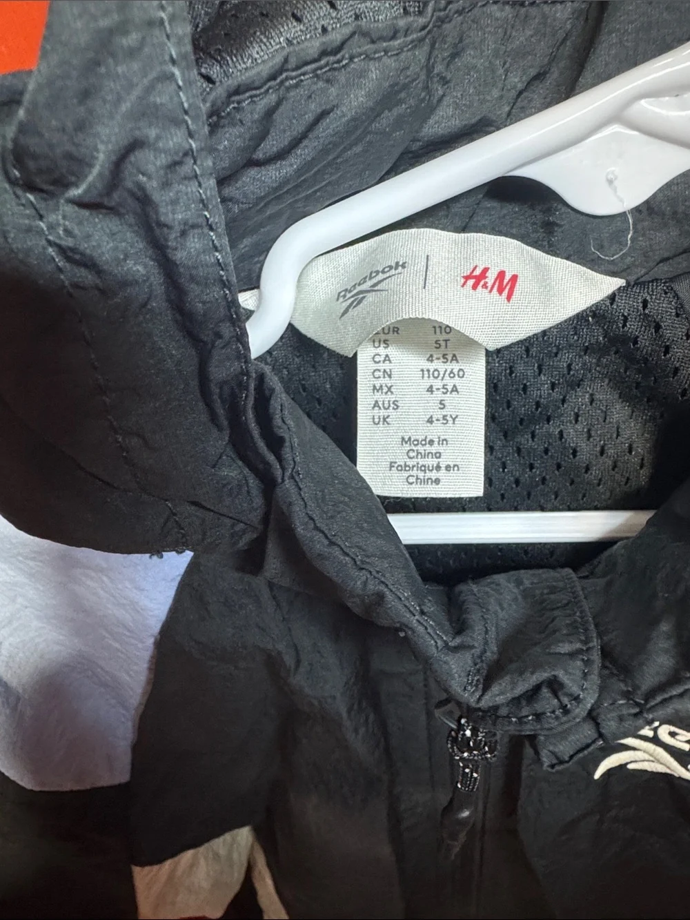 Reebok Black, Light Blue & Cream Hooded Kids Puffer Jacket